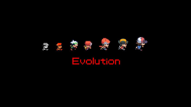 Pixel characters evolution red black free wallpaper - medium preview image