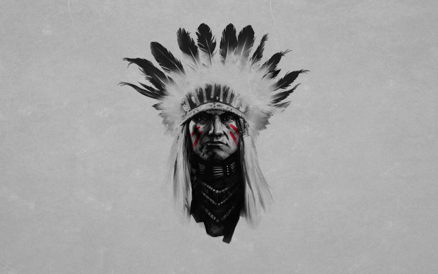 Man headdress feathers looking up free wallpaper - medium preview image