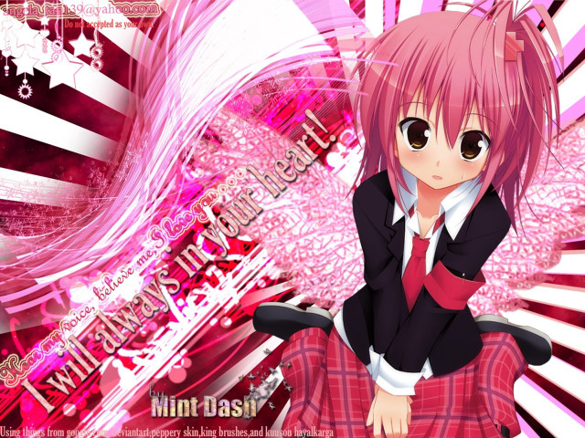 Pink haired girl school uniform free wallpaper - medium preview image