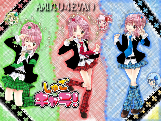 Anime girls school uniforms checkered free wallpaper - medium preview image
