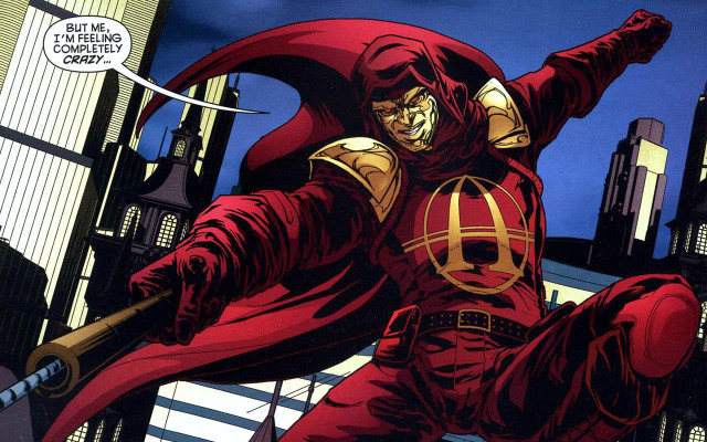 Man red suit sword comic free wallpaper - medium preview image