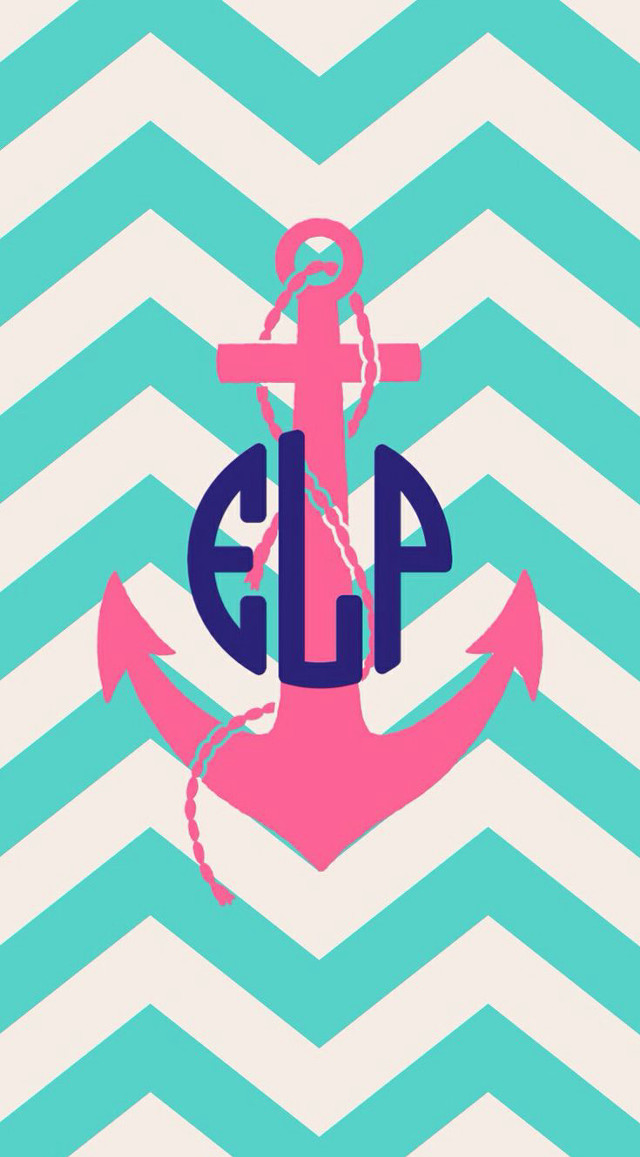 Pink anchor blue white chevron free wallpaper - medium preview image