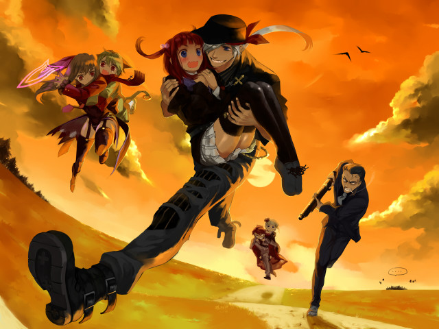 Flying people grass dirt sky free wallpaper - medium preview image