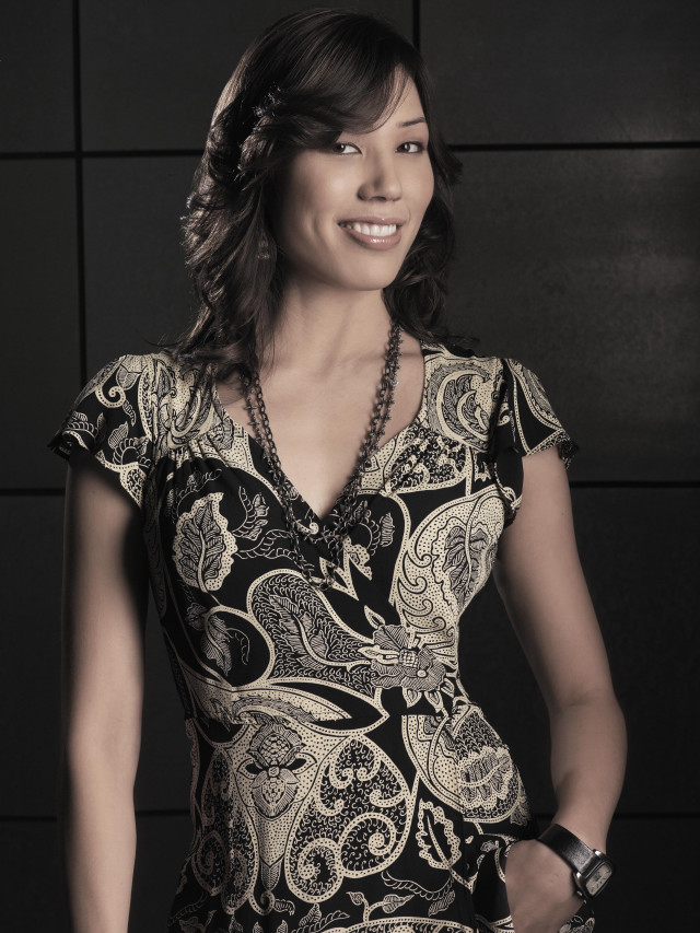 Woman dress smiling black background free wallpaper - medium preview image