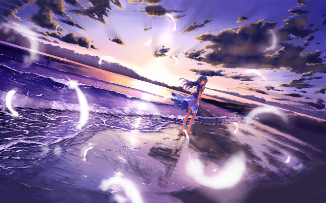 Woman walking beach sunset surfboard #2 free wallpaper - medium preview image