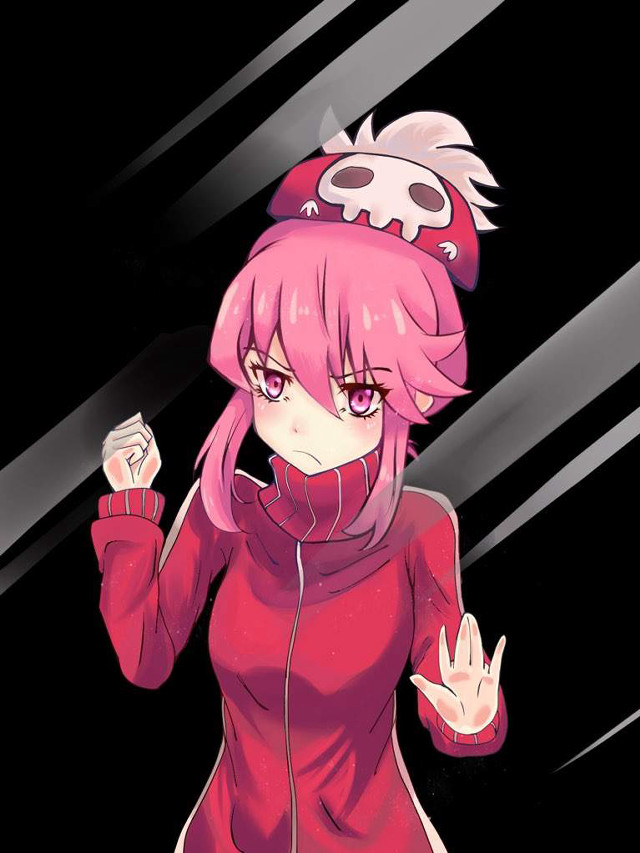 Girl pink hair skull black free wallpaper - medium preview image