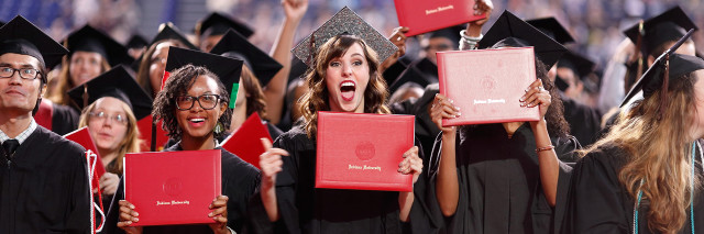 Graduation choir blonde glasses holding free wallpaper for desktop - medium preview image