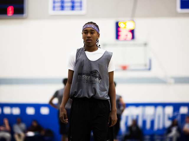 Woman gym basketball standing hands free wallpaper - medium preview image
