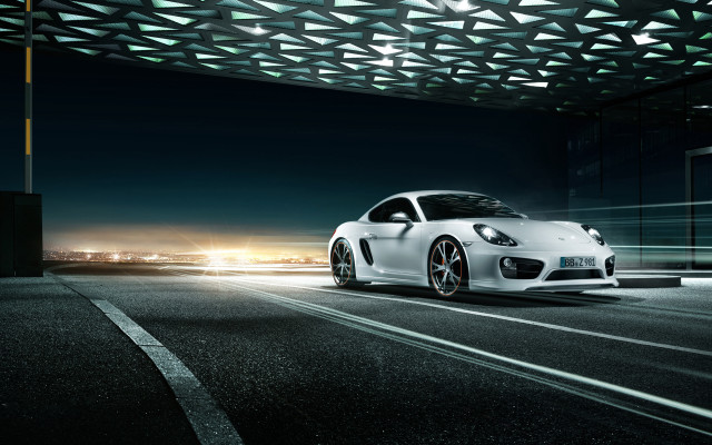 White sports car night city #9 free wallpaper - medium preview image