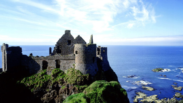 Castle cliff ocean foreground water free wallpaper - medium preview image