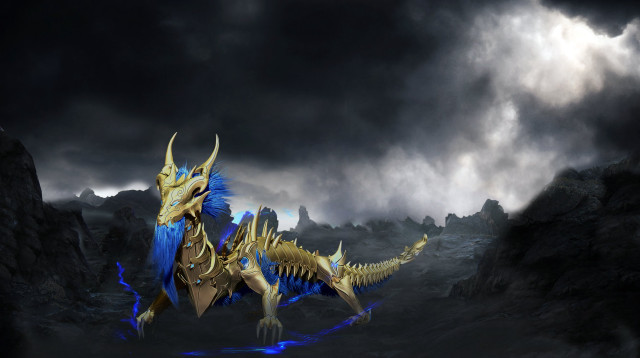 Dragon blue gold wings dark free wallpaper - medium preview image