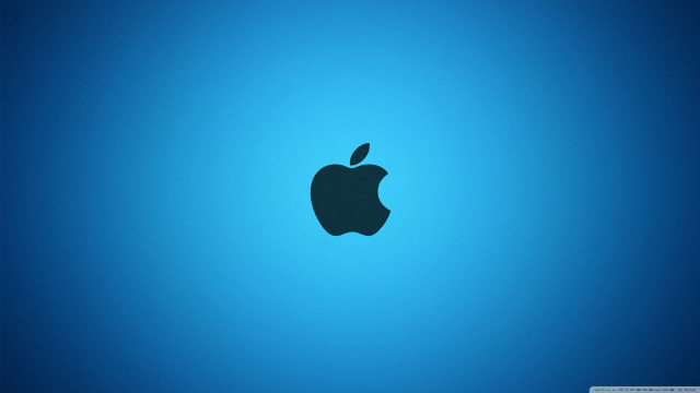Apple logo blue background shadow free wallpaper - medium preview image