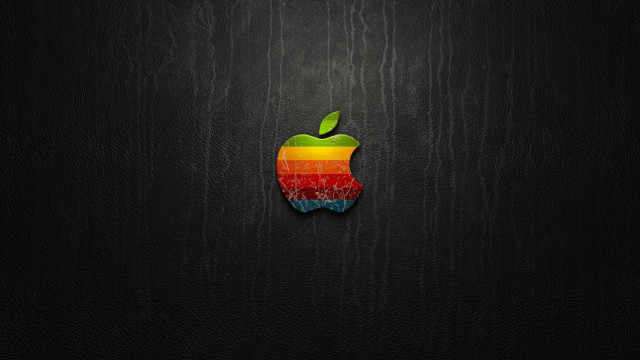 Apple logo black background rainbow free wallpaper - medium preview image