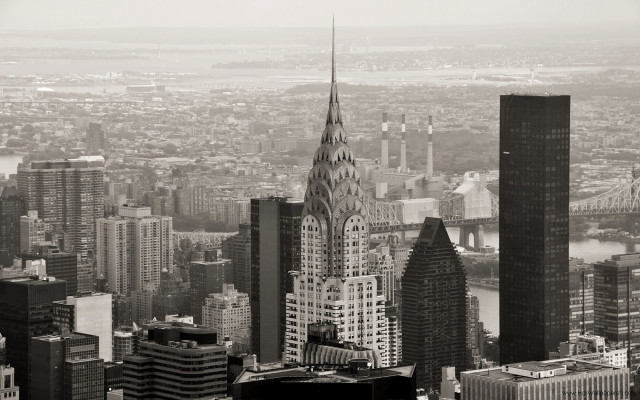 Black white city skyline chrysler free wallpaper - medium preview image