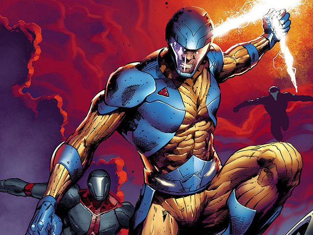 Man blue yellow suit sword free wallpaper - medium preview image