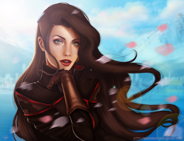 Woman long hair red collared free wallpaper - medium preview image