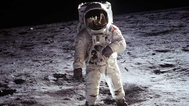 Astronaut walking moon foot ground #2 free wallpaper - medium preview image