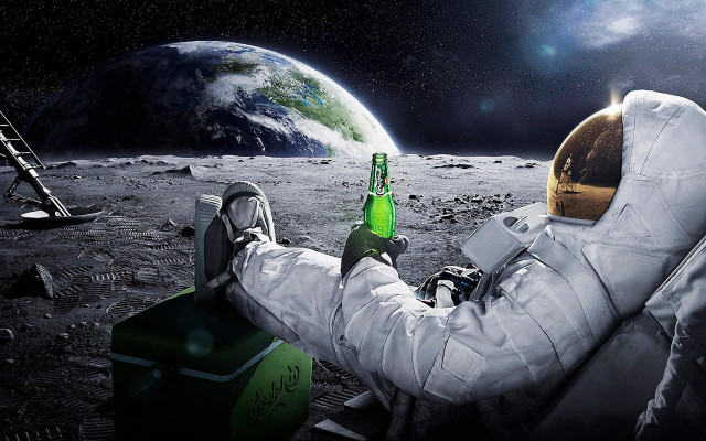 Astronaut moon beer green bottle free wallpaper - medium preview image