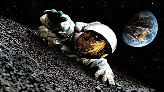Astronaut floating moon earth globe free wallpaper - medium preview image