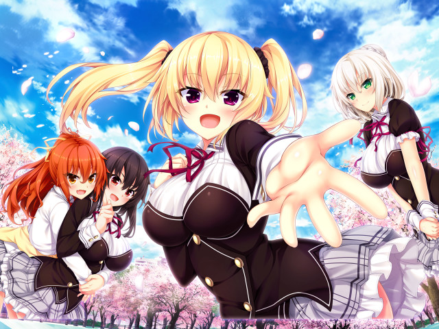 Anime girls field flowers sky free wallpaper - medium preview image