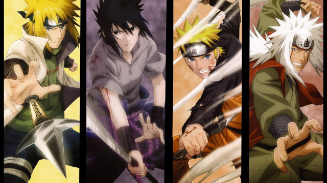 Anime characters swords group pointing free wallpaper - medium preview image