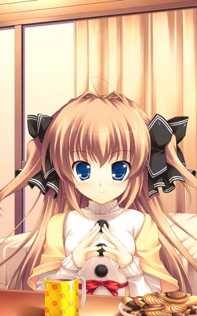 Alice girl coffee cookies blue free wallpaper - medium preview image