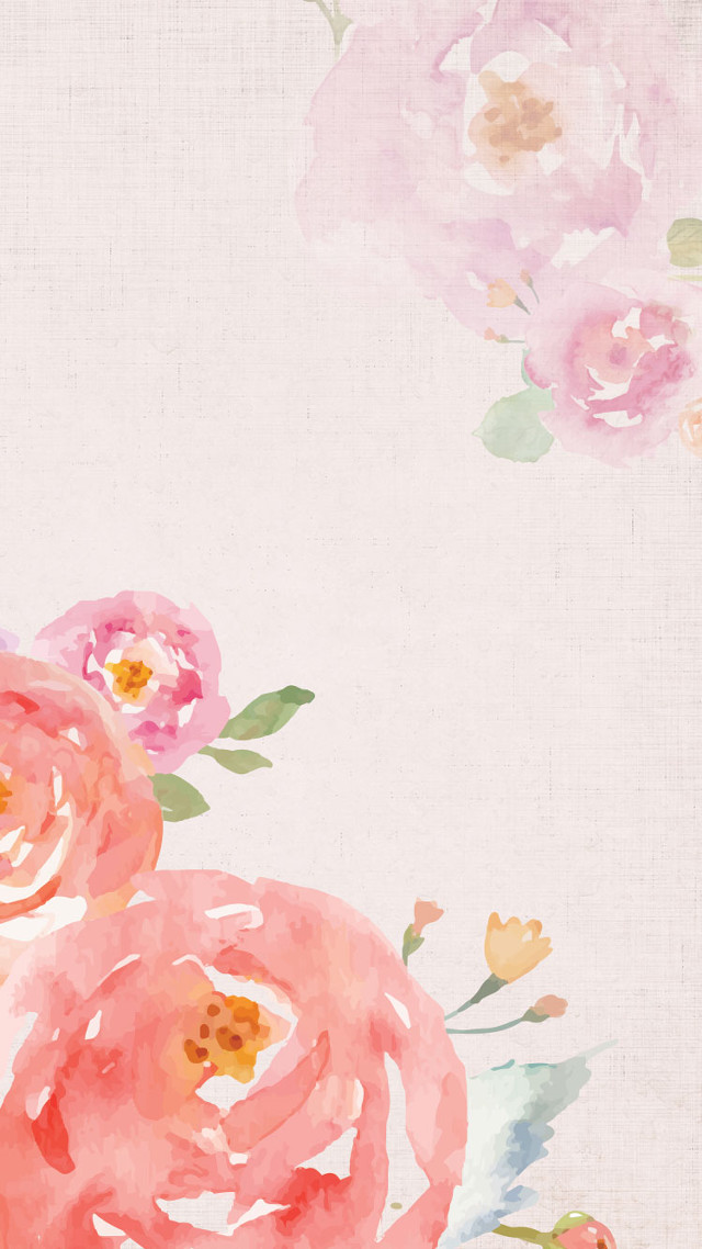 Pink flowers watercolor moon arts free wallpaper - medium preview image