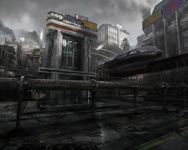 Futuristic city train station architecture free wallpaper - medium preview image