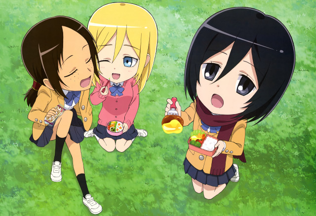 Anime girls grass mustard ketchup free wallpaper - medium preview image