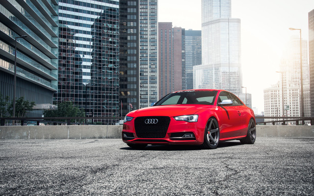 Red car parking lot city #3 free wallpaper - medium preview image