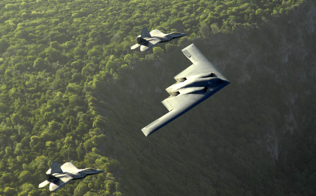 Planes flying sky forest mountain free wallpaper - medium preview image