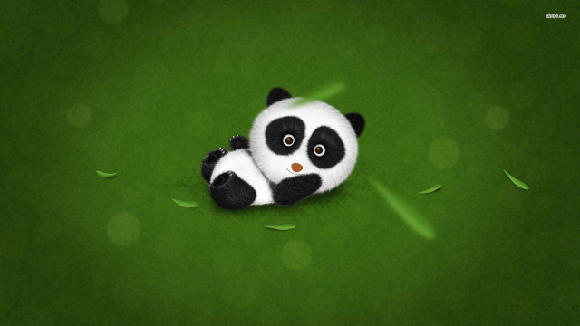 Stuffed panda bear green surface free wallpaper - medium preview image