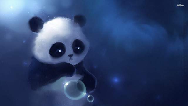 Panda bear bubble looking up free wallpaper - medium preview image