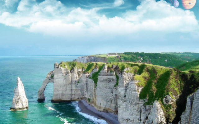 Cliff water rock formation landscape free wallpaper - medium preview image