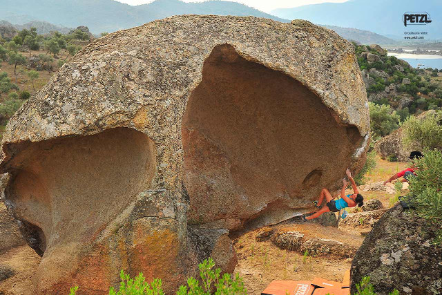 Large rock climbers mountains lake free wallpaper - medium preview image