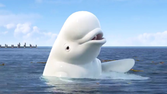Large white whale ocean pier free wallpaper - medium preview image