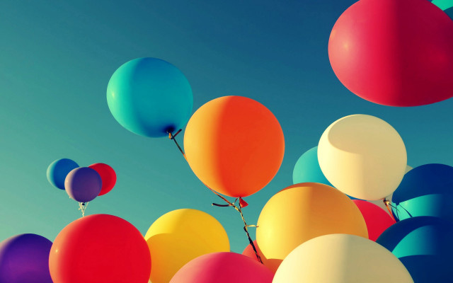 Balloons flying blue sky clouds #2 free wallpaper - medium preview image