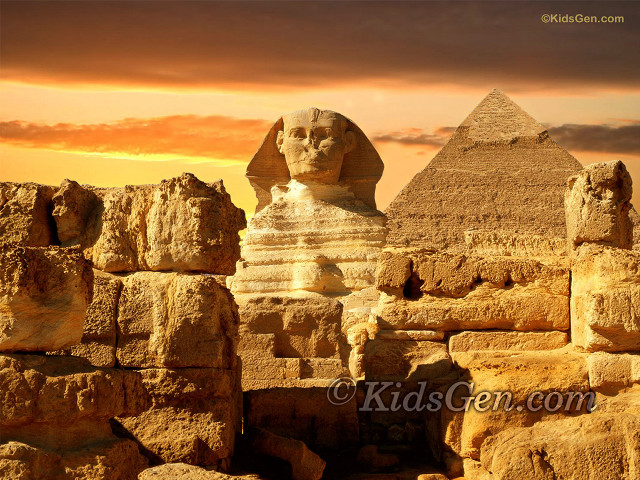 Sphinx pyramid sunset pink yellow free wallpaper - medium preview image