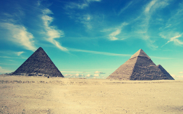 Pyramids desert blue sky clouds #6 free wallpaper - medium preview image
