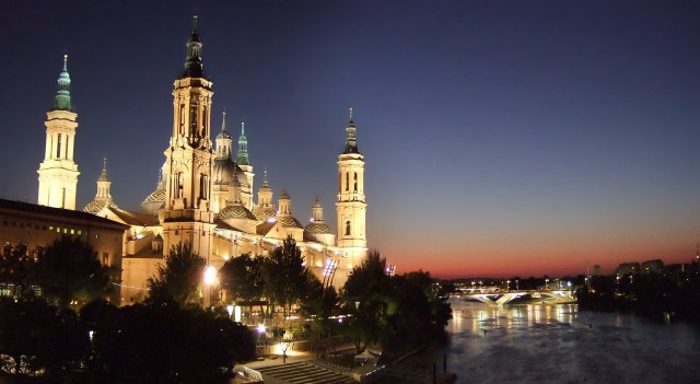 Large building towers lights river free wallpaper - medium preview image