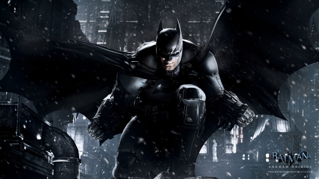 Batman standing snow city night free wallpaper - medium preview image
