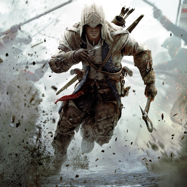 Man white outfit running swords free wallpaper - medium preview image