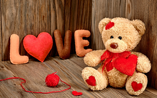 Teddy bear love heart rose free wallpaper - medium preview image