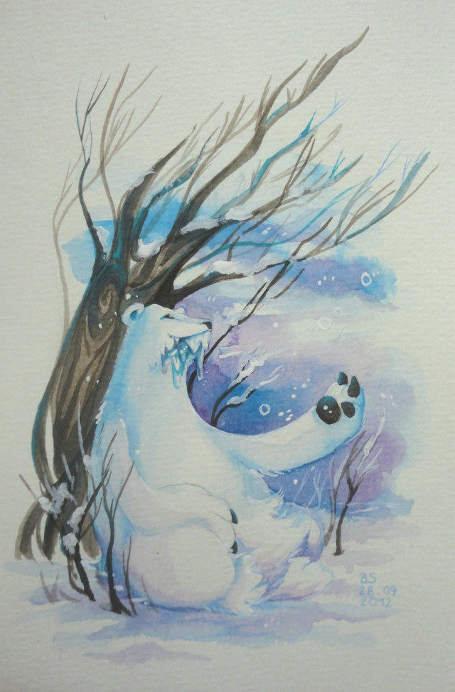 Polar bear hugging tree snow free wallpaper - medium preview image