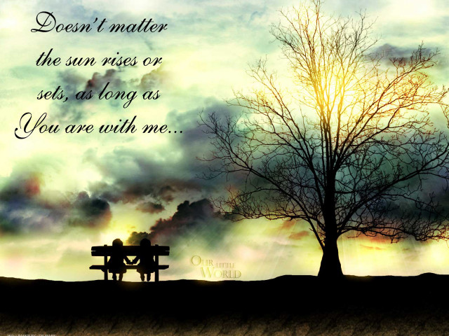 Couple bench tree sunset poem free wallpaper - medium preview image