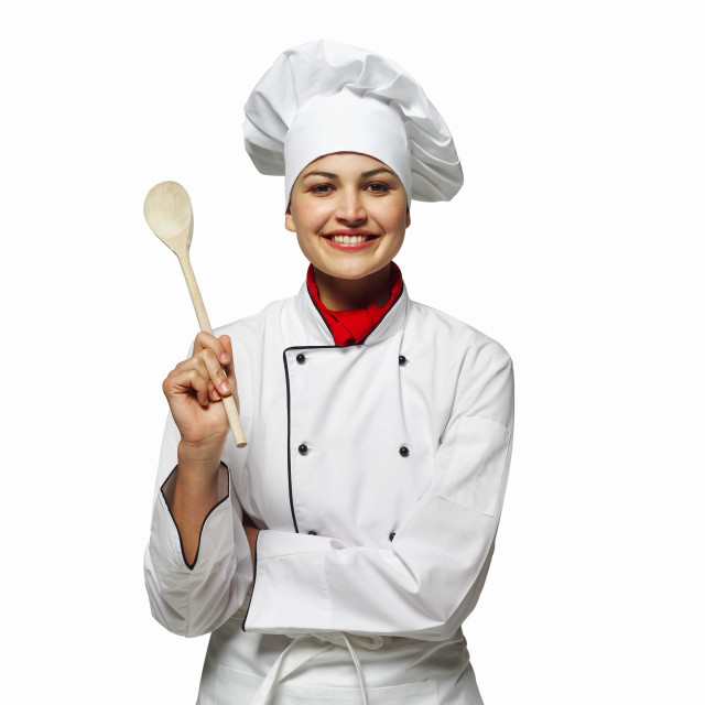 Woman chef outfit wooden spoon free wallpaper - medium preview image