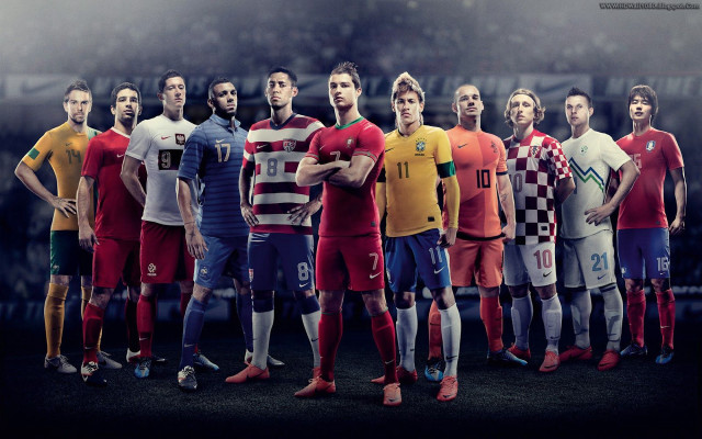 Soccer players stadium crowd standing free wallpaper - medium preview image