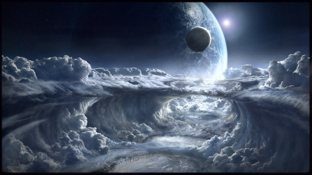 Planet sky moonlight clouds starry free wallpaper - medium preview image