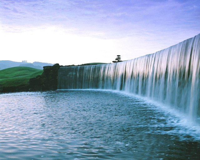 Waterfall tree water body blue free wallpaper - medium preview image