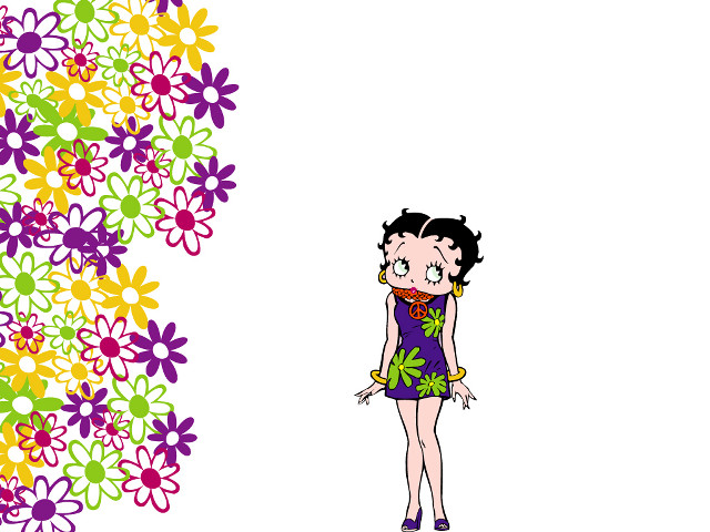Cartoon girl purple dress flower free wallpaper - medium preview image